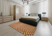 Abstract Orange Checkered Rug in a Bedroom, abs1437