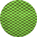 Round Machine Washable Checkered Green Modern Area Rugs, wshabs1437grn