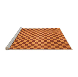 Sideview of Machine Washable Checkered Orange Modern Area Rugs, wshabs1437org