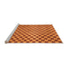 Sideview of Machine Washable Checkered Orange Modern Area Rugs, wshabs1437org