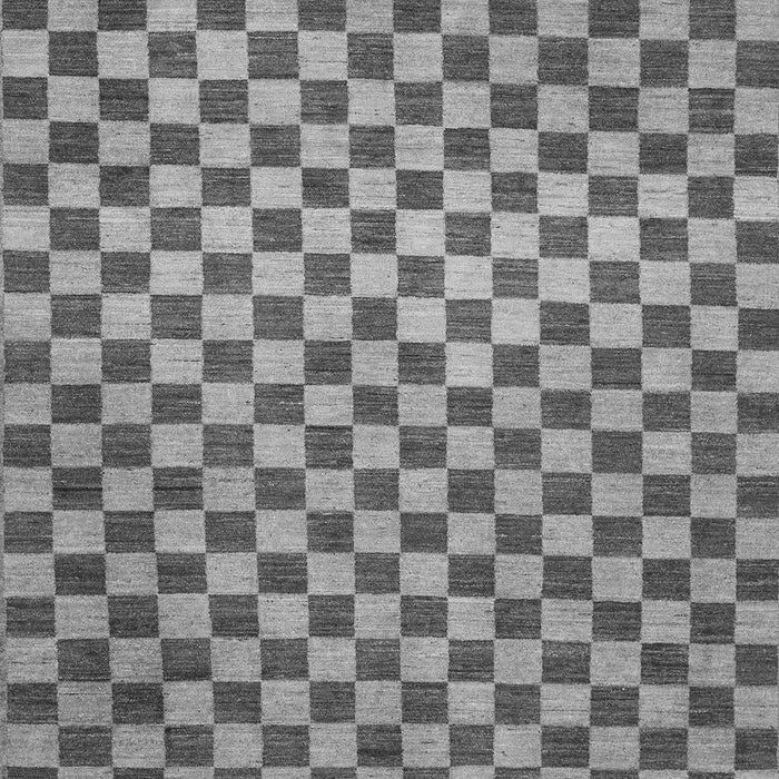 Machine Washable Checkered Gray Modern Rug, wshabs1437gry