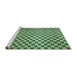 Sideview of Machine Washable Checkered Turquoise Modern Area Rugs, wshabs1437turq