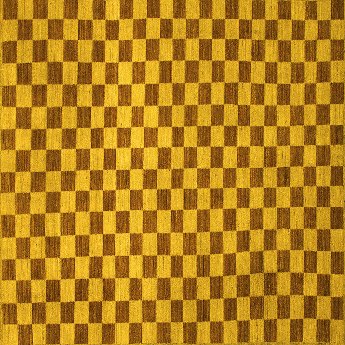 Square Machine Washable Checkered Yellow Modern Rug, wshabs1437yw