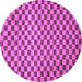 Round Checkered Purple Modern Rug, abs1437pur