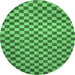 Round Machine Washable Checkered Emerald Green Modern Area Rugs, wshabs1437emgrn