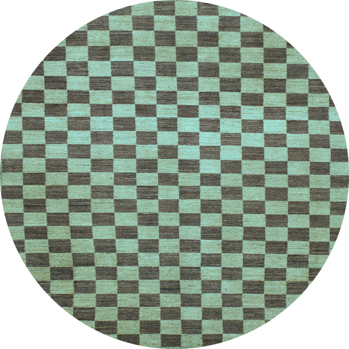 Round Checkered Light Blue Modern Rug, abs1437lblu