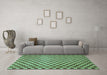 Machine Washable Checkered Turquoise Modern Area Rugs in a Living Room,, wshabs1437turq