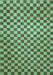 Machine Washable Checkered Turquoise Modern Area Rugs, wshabs1437turq