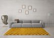 Machine Washable Checkered Yellow Modern Rug in a Living Room, wshabs1437yw