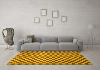 Machine Washable Checkered Yellow Modern Rug, wshabs1437yw