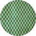 Round Checkered Turquoise Modern Rug, abs1437turq