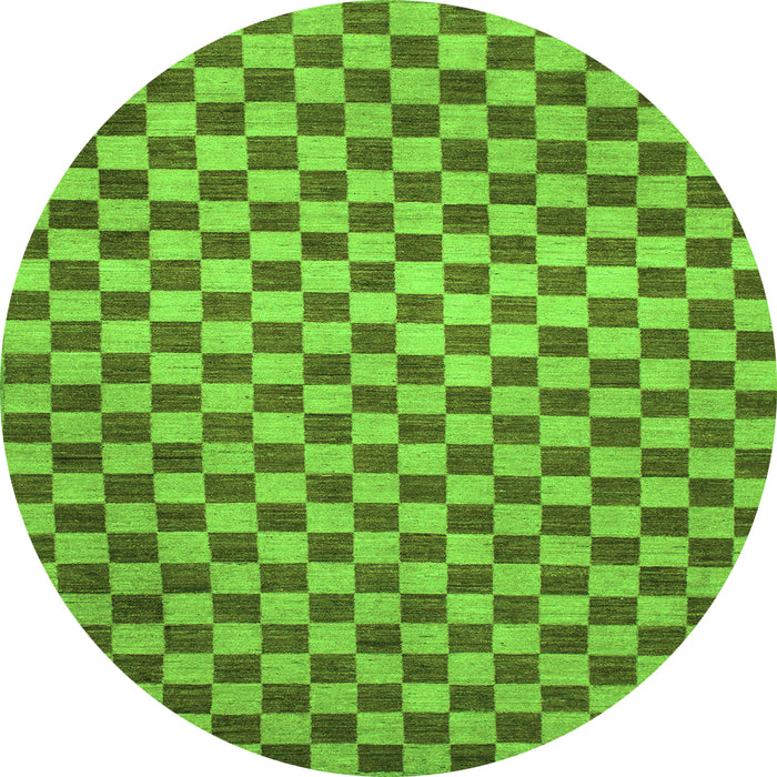 Round Checkered Green Modern Rug, abs1437grn