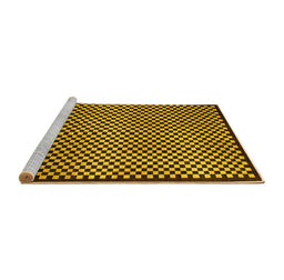 Sideview of Machine Washable Checkered Yellow Modern Rug, wshabs1438yw