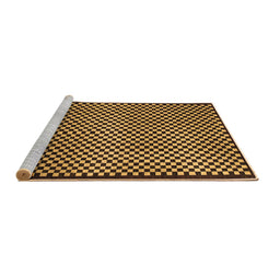 Sideview of Machine Washable Checkered Brown Modern Rug, wshabs1438brn