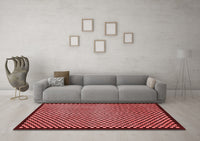 Machine Washable Checkered Red Modern Rug, wshabs1438red