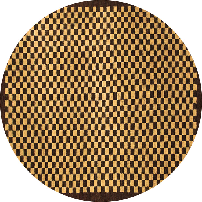 Round Checkered Brown Modern Rug, abs1438brn
