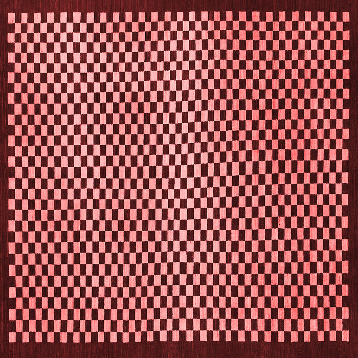 Machine Washable Checkered Red Modern Rug, wshabs1438red