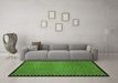 Machine Washable Checkered Green Modern Area Rugs in a Living Room,, wshabs1438grn