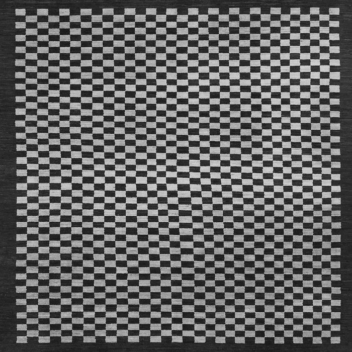 Square Machine Washable Checkered Gray Modern Rug, wshabs1438gry