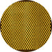 Round Machine Washable Checkered Yellow Modern Rug, wshabs1438yw