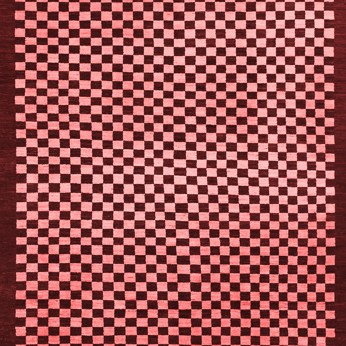 Machine Washable Checkered Red Modern Rug, wshabs1438red