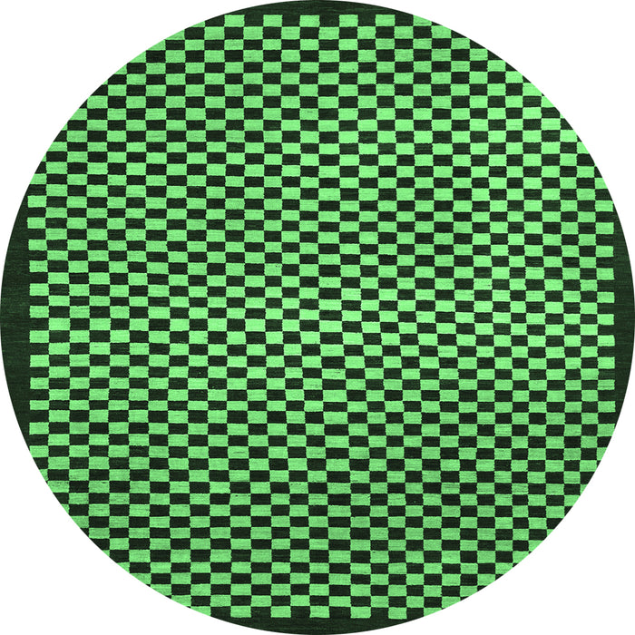 Round Checkered Emerald Green Modern Rug, abs1438emgrn