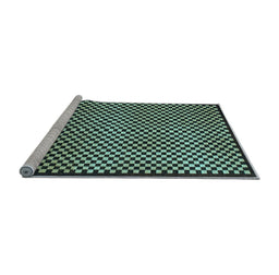 Sideview of Machine Washable Checkered Light Blue Modern Rug, wshabs1438lblu