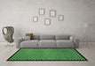 Machine Washable Checkered Emerald Green Modern Area Rugs in a Living Room,, wshabs1438emgrn