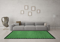 Machine Washable Checkered Emerald Green Modern Rug, wshabs1438emgrn