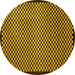 Round Checkered Yellow Modern Rug, abs1438yw