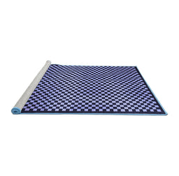 Sideview of Machine Washable Checkered Blue Modern Rug, wshabs1438blu
