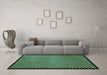 Machine Washable Checkered Turquoise Modern Area Rugs in a Living Room,, wshabs1438turq