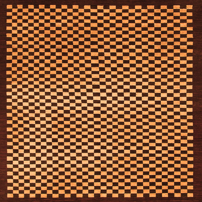 Square Checkered Orange Modern Rug, abs1438org