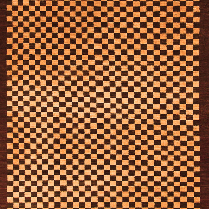 Machine Washable Checkered Orange Modern Area Rugs, wshabs1438org