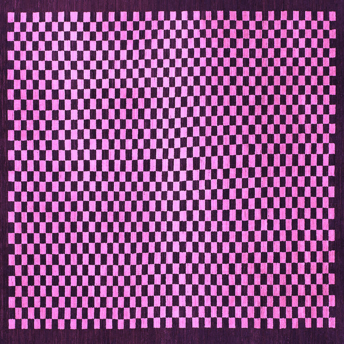 Square Machine Washable Checkered Purple Modern Area Rugs, wshabs1438pur