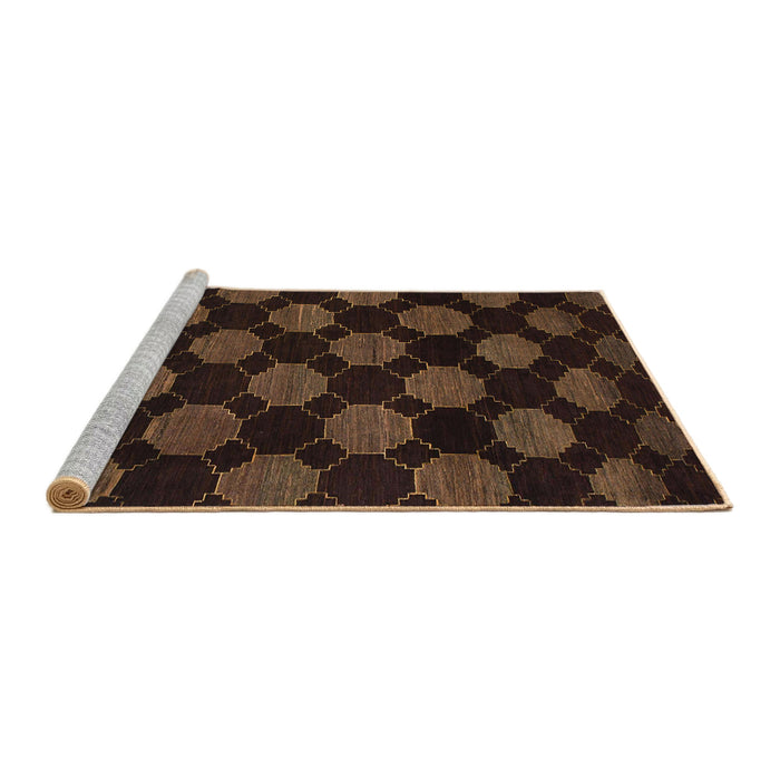 Sideview of Machine Washable Abstract Saddle Brown Rug, wshabs1439