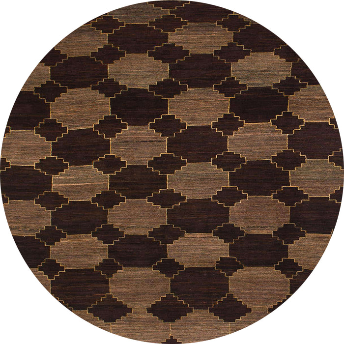 Round Machine Washable Abstract Saddle Brown Rug, wshabs1439