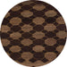 Round Machine Washable Abstract Saddle Brown Rug, wshabs1439