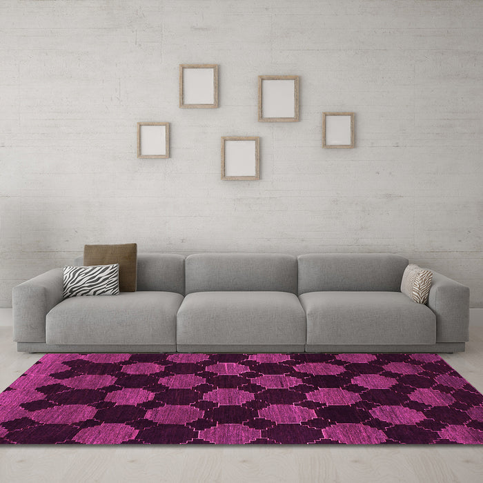 Machine Washable Abstract Pink Modern Rug in a Living Room, wshabs1439pnk