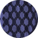 Round Abstract Blue Modern Rug, abs1439blu