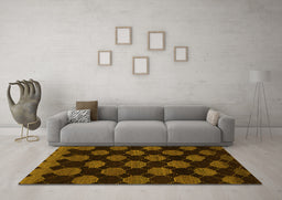 Machine Washable Abstract Yellow Modern Rug in a Living Room, wshabs1439yw