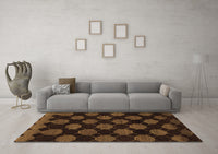 Machine Washable Abstract Brown Modern Rug, wshabs1439brn