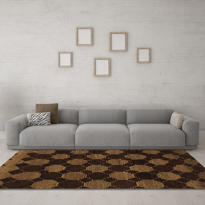 Machine Washable Abstract Brown Modern Rug in a Living Room,, wshabs1439brn