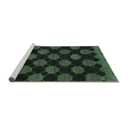 Sideview of Machine Washable Abstract Turquoise Modern Area Rugs, wshabs1439turq