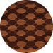 Round Machine Washable Abstract Orange Modern Area Rugs, wshabs1439org