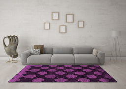 Machine Washable Abstract Purple Modern Area Rugs in a Living Room, wshabs1439pur