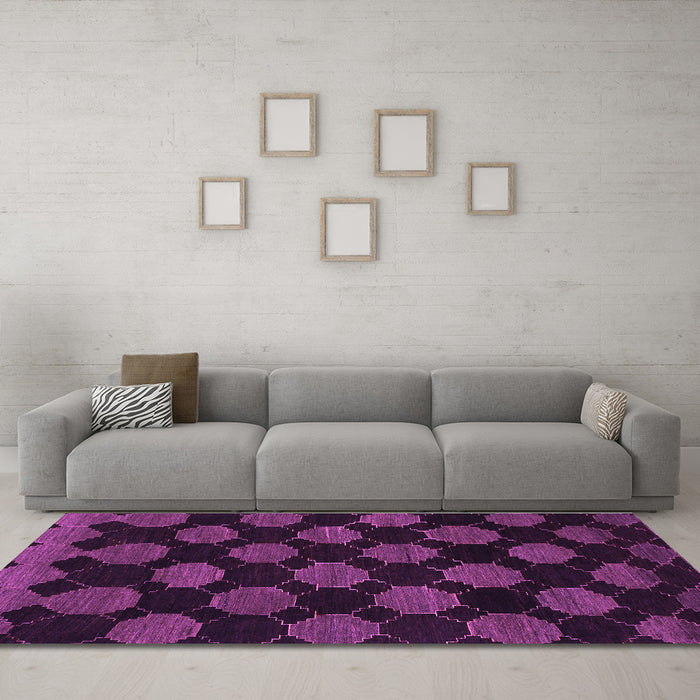 Machine Washable Abstract Purple Modern Area Rugs in a Living Room, wshabs1439pur