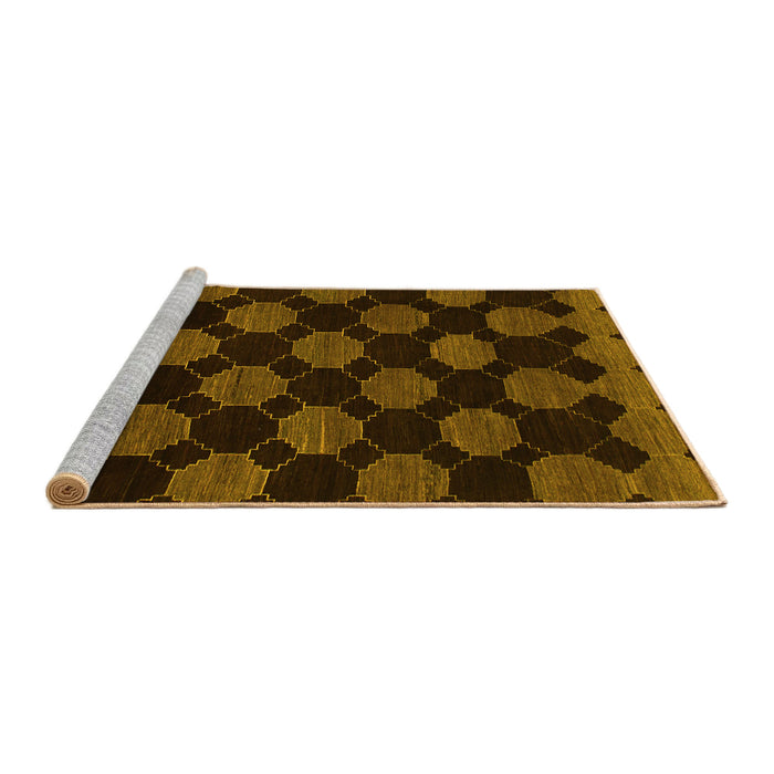 Sideview of Machine Washable Abstract Yellow Modern Rug, wshabs1439yw