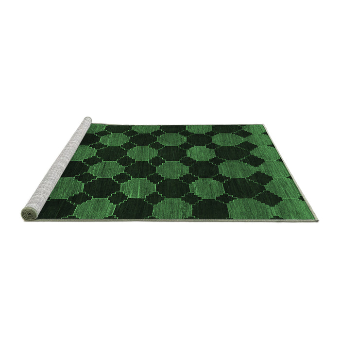 Sideview of Machine Washable Abstract Emerald Green Modern Area Rugs, wshabs1439emgrn