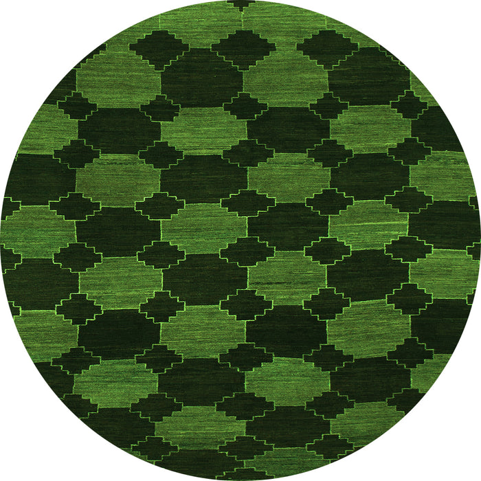 Round Machine Washable Abstract Green Modern Area Rugs, wshabs1439grn